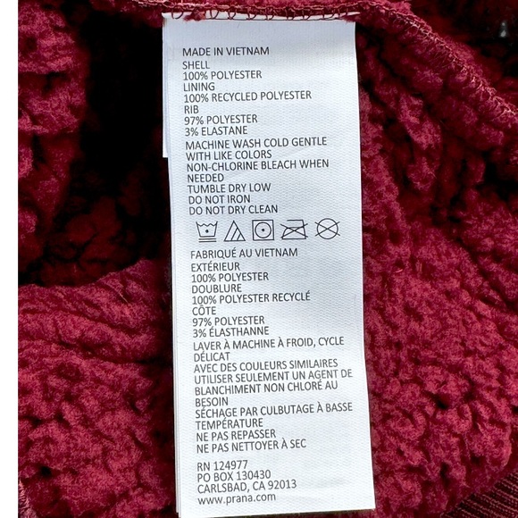 Prana Elsa Quilted Half Zip Kangaroo Pocket Pullover Hooded Jacket Maroon S NWT - Picture 8 of 11